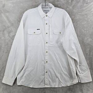 Poncho Outdoors Shirt Mens Large White Long Sleeve Magnetic Pocket Regular Fit